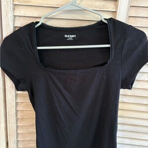 Women's BLACK Square Neck Top